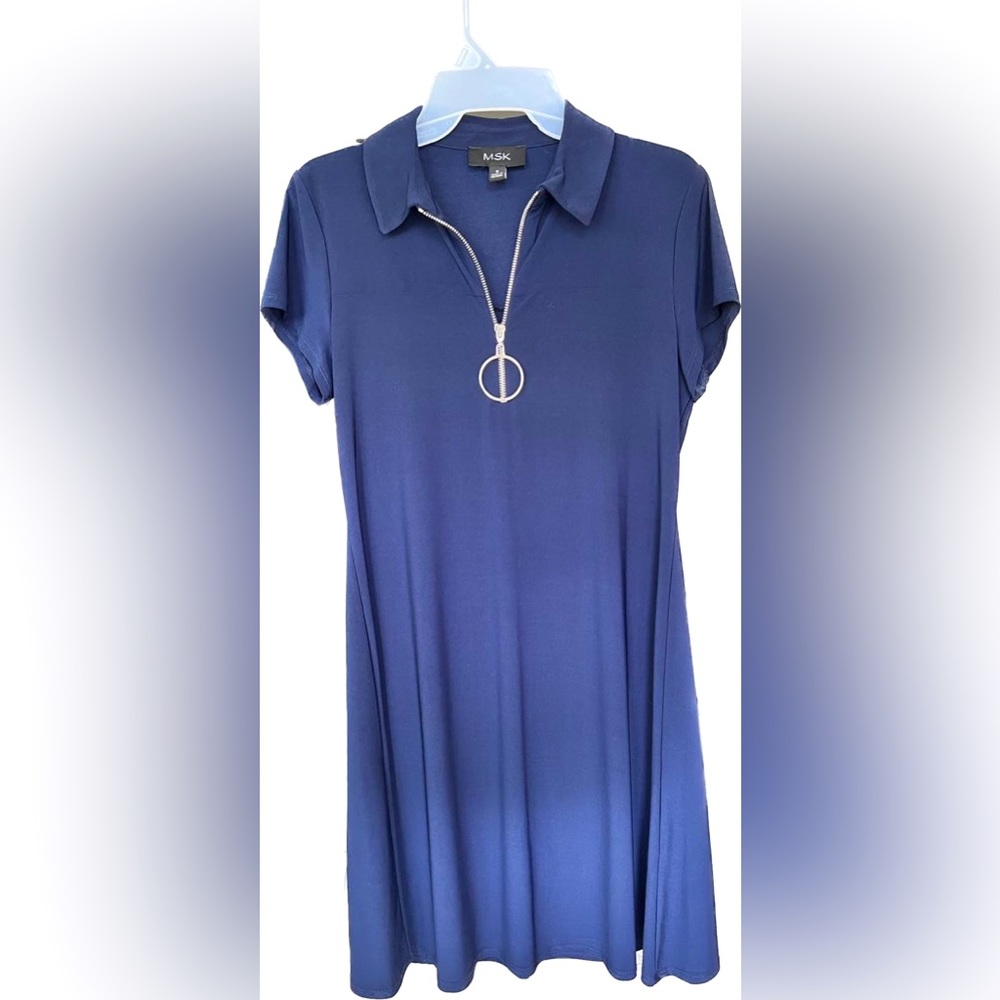 Short sleeve small blue mini-dress!